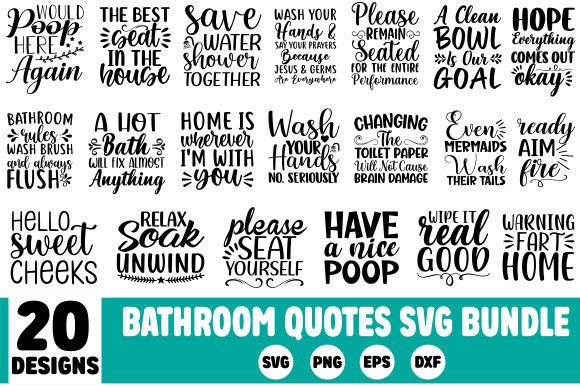 Bathroom Quotes SVG Bundle & Crafts