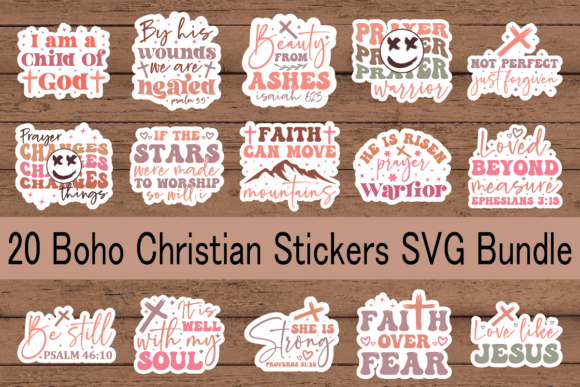 Boho Christian Stickers SVG Bundle