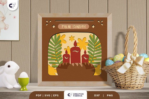 Palm Sunday 3D Shadow Box Papercut for Easter Editorial Design