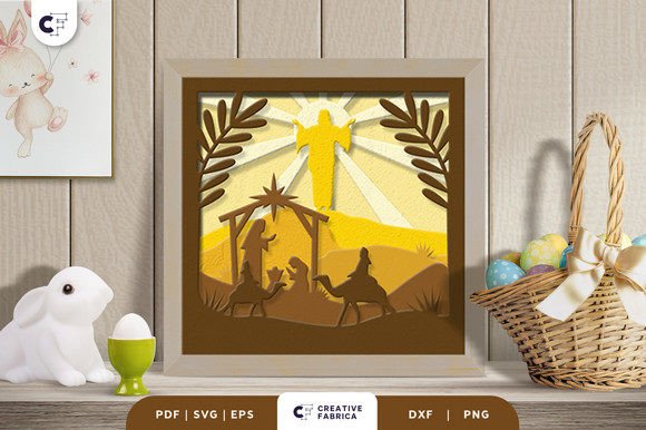 Resurrection Easter Day 3D Shadowbox SVG