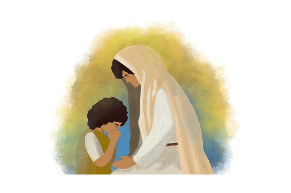 Young Jesus Christ Praying with His Mother, Mary